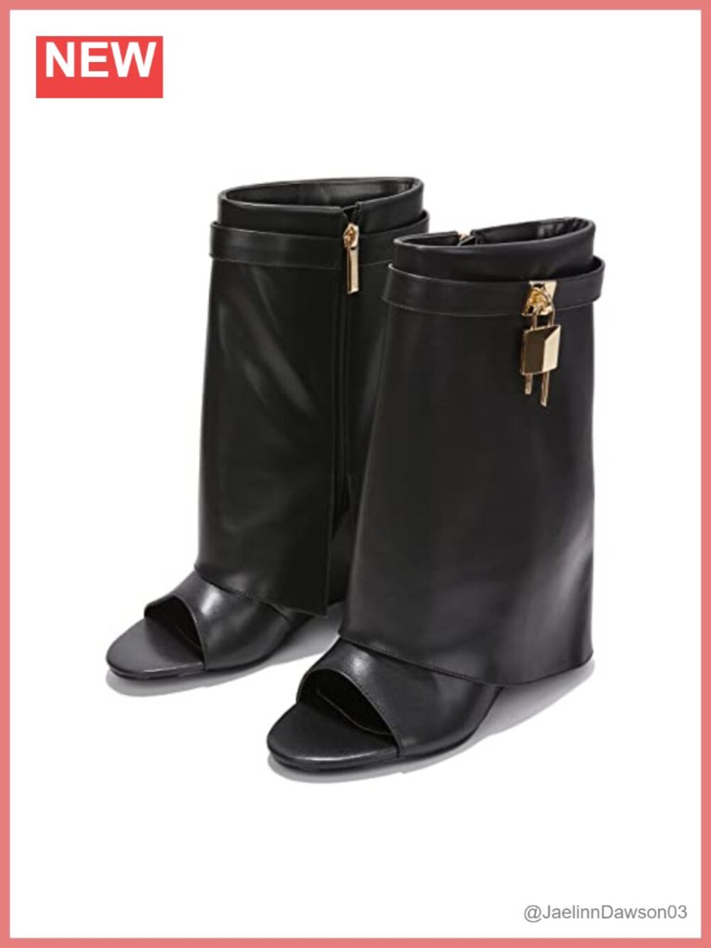 Cape Robbin Women's Leather Peep Toe Wedge Ankle Booties with Padlock